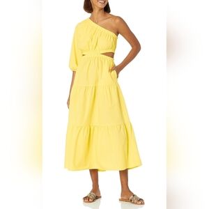 NWT - The Drop - Women's "April" One Shoulder Cut-Out Tiered Midi Dress - Medium